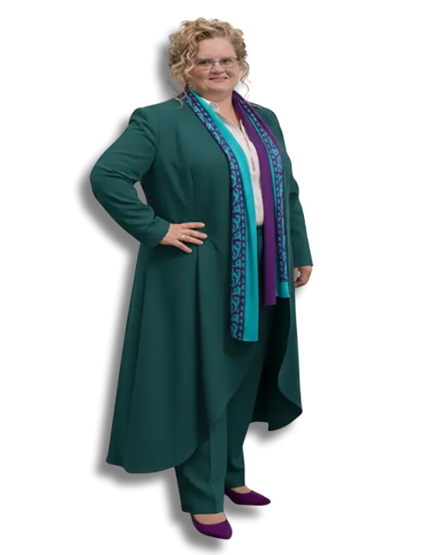 TAG Owner WFVS hand on hip long flowing professional dress