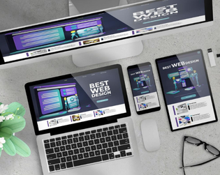 Website design computer phone and laptop