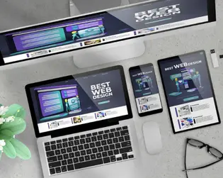 Website design computer phone and laptop